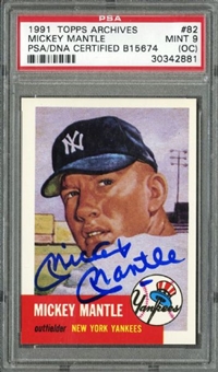 Mickey Mantle Signed 1991 Topps Archives Baseball Card